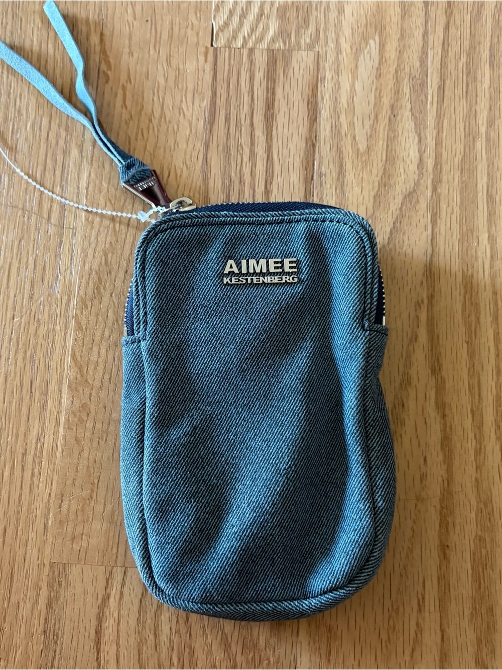 Aimee Kestenberg Denim Blue Leather Crossbody Bag Phone Bag Card Slots Vintage